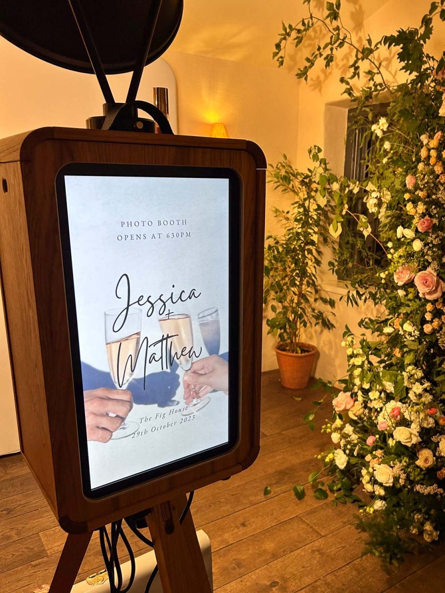 Luxury Icon Photo Booth set up at The Fig House, Middleton Lodge for a Middleton Lodge Wedding